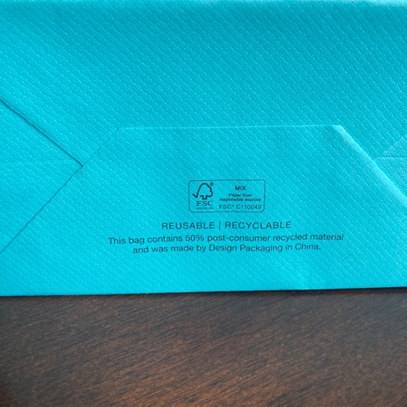 Authentic Tiffany & Co. Teal Blue Gift Bag: Reusable Bag - Picture 5 of 6